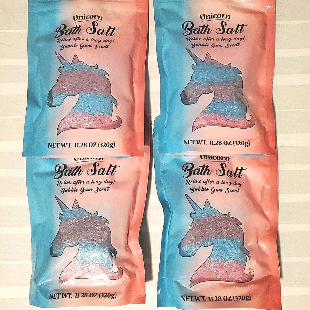 Unicorn bath salt bundle, bubble gum scent